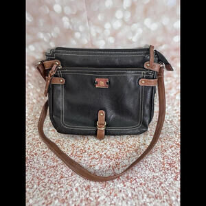 Style & Co Precious‎ Cargo Crossbody, Created for Macy's, Black And tan Leather
